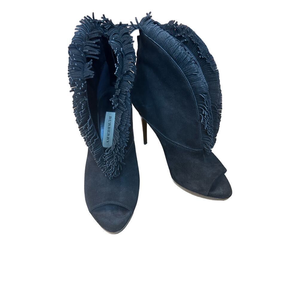 Burberry Nadison Fringe Peep-Toe Ankle Booties